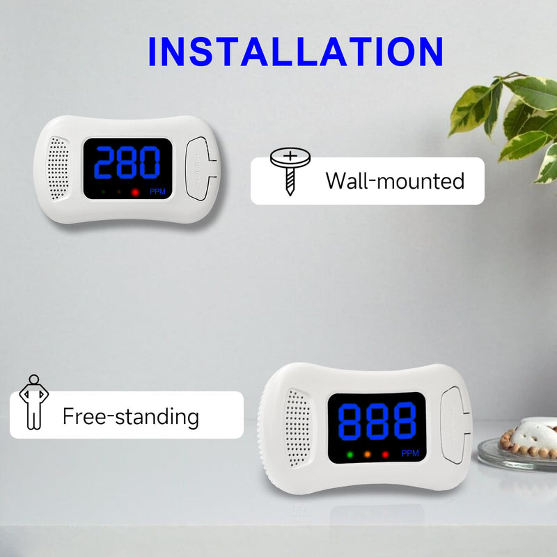 2 Packs Carbon Monoxide Detectors,CO Alarm Detector Monitor Battery Operated with PPM Value Display,Carbon Monoxide Alarm with Sound &Light Warning,Accurate & Easy to Read,for Home Kitchen Office
