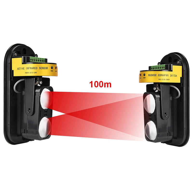 Outdoor Infrared Beam Sensor Intrusion Alarm Photoelectric Motion Detection System for Villas Factories Residential Areas and Schools (100m/328.1ft) 100m/328.1ft