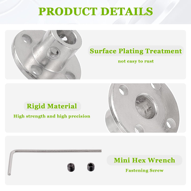 6mm Rigid Flange Coupling Connector, Rigid Guide Model Coupler Accessory, Rigid Shaft Axis Fittings with Electroplated and High Hardness Heat Treated for DIY RC Model Motors(4Pcs) 6mm