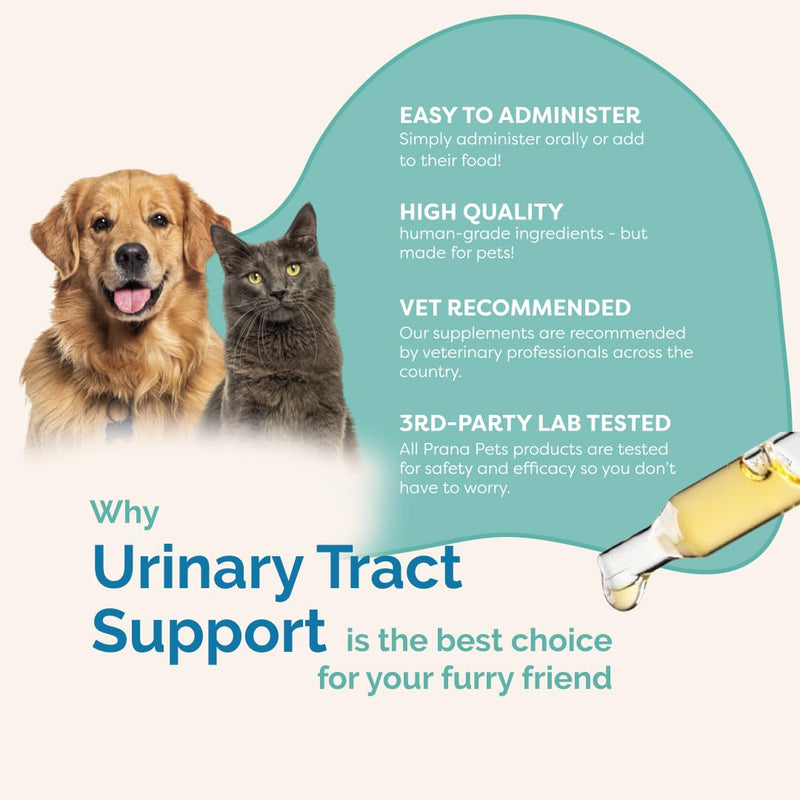 PranaPets Urinary Tract Support Liquid Supplement for Pets | Dog & Cat Urinary Supplement | Natural Bladder Support for Dogs & Cats
