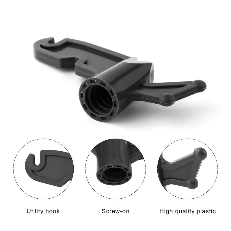 2pcs Extension Pole Hook, 3/4" Inner Diameter Screw-in Multi-Purpose Plastic Utility Hook Attachment Plastic Pole Hook Hanging Hooks for Threaded Poles Bird Feeders Christmas Light Strings