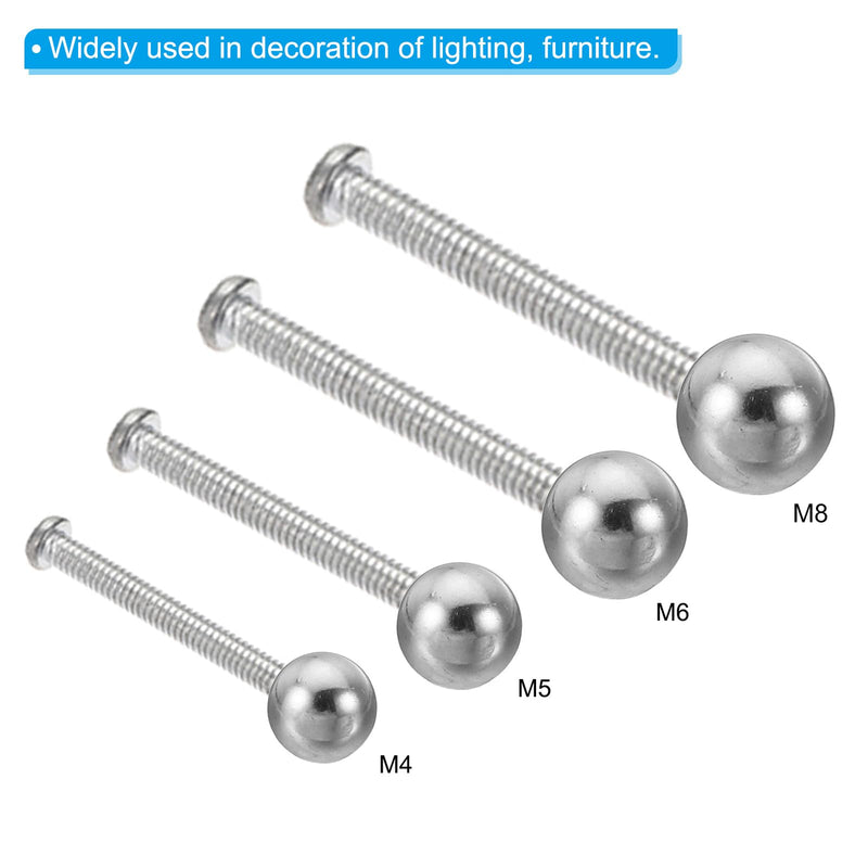 PATIKIL M8x17mm Ball Nuts Knob, 2 Pcs Female Thread 304 Stainless Steel Round Blind Hole Screw Cap Cover for Lighting Machinery DIY Decoration, Silver