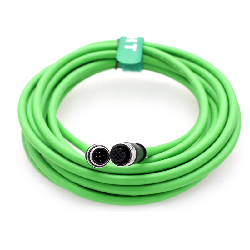 Cable for Industrial Control Automation IO Link Fieldbus NMEA2000 Sensor Device Network CAN Bus, M12 5 Pin, 60V 2A, CAT6, Shielded, Waterproof, Green, 4M
