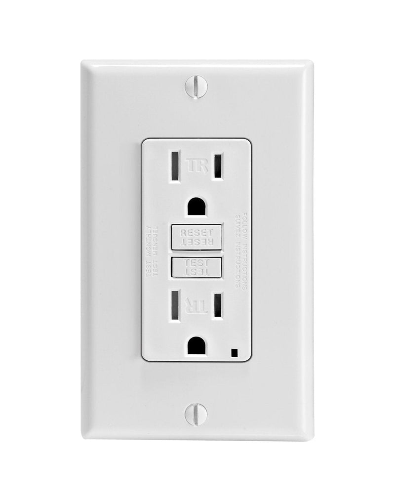 Leviton GFTR1-3W Smartest Self-Test SmartlockPro Slim GFCI Tamper-Resistant Receptacle with LED Indicator (3 Pack), White
