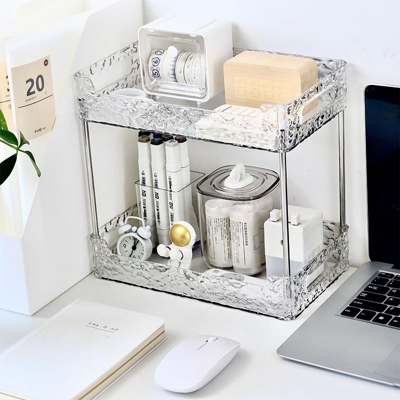 Bathroom Counter Organizer, Makeup Organizer, Perfume Organizer (Crystal Clear, 2-Tier) Crystal Clear