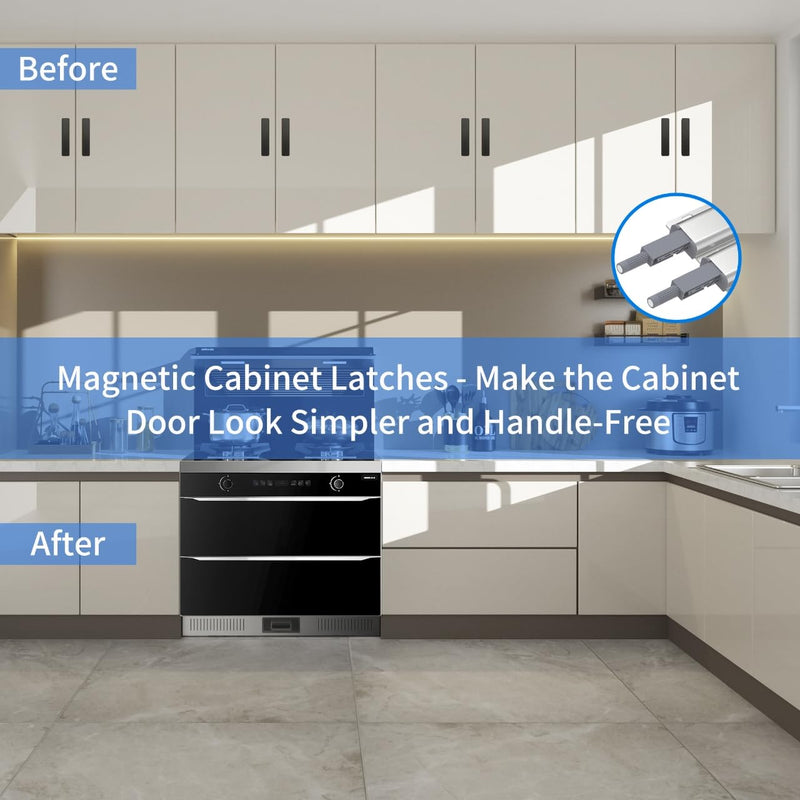 6 Pcs Magnetic Push Latch Catch for Cabinet Door, Push to Open Door Latch, Heavy Duty Double Cabinet Magnetic Catch for Cabinet Drawer Door Press Out Closure Cabinet Hardware 6 Pcs Double Magnetic Push Latch