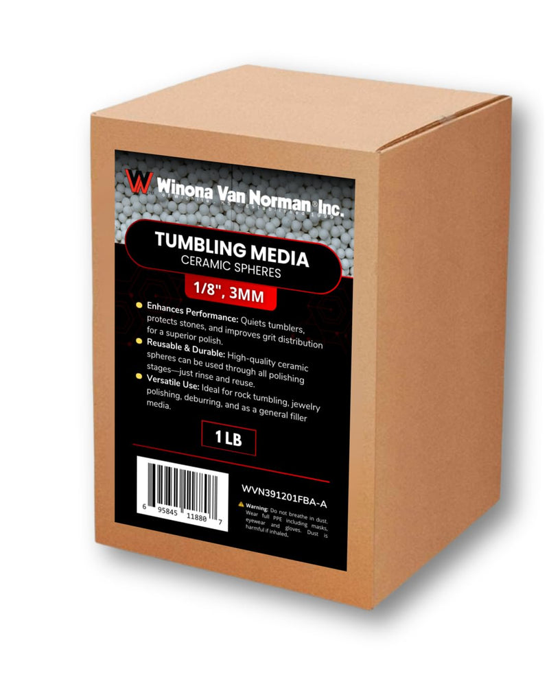 Winona Van Norman Small Ceramic Spheres (1lb) | 3mm (1/8") Round Tumbling Media for Rock & Metal Polishing | Reusable Non-Abrasive Filler for Tumblers | Reduces Noise & Breakage