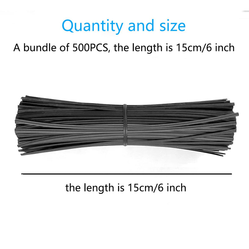 Plastic Black 6" Twist Ties, Reusable Cable Ties,Long Garbage Bag Twist Ties, Trash Bag Coated Ties, Twisty Ties for Organizing, Plant Hollding, Office, Christmas Tree (500 Pcs/6 inch) 6 Inch