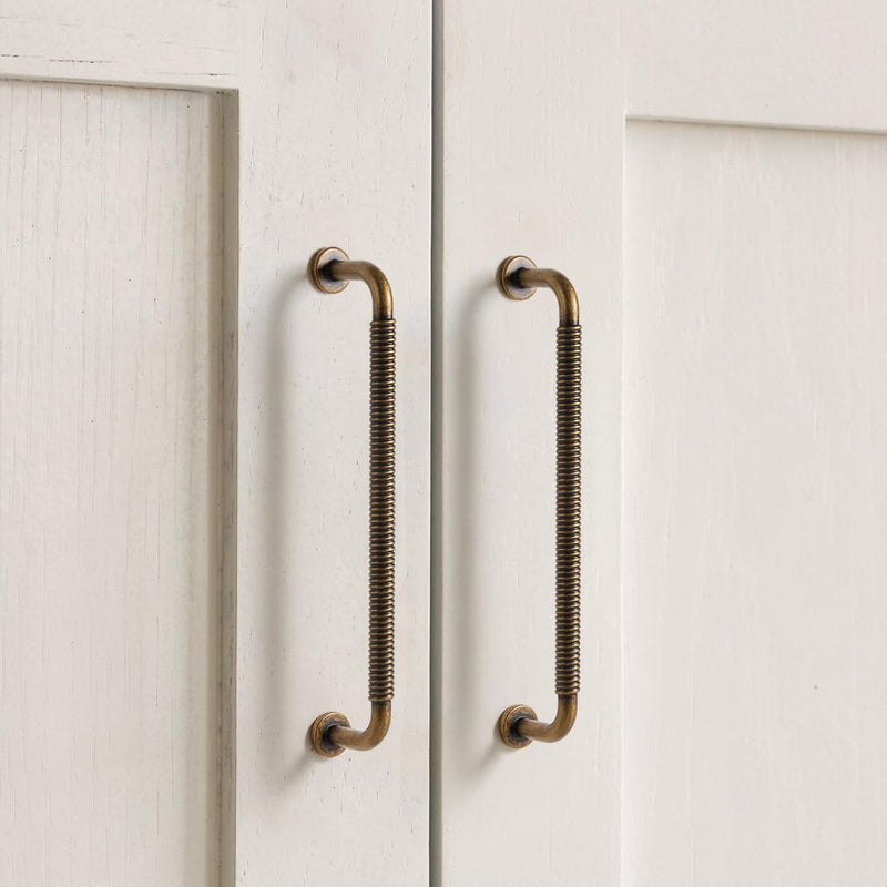 YAGU 6 Pack Antique Brass Kitchen Cabinet pulls 6.3 Inch(160mm) Hole Center Solid Vintage Bronze Dresser Drawer Handles Furniture Aged Hardware for Bathroom Cupboard Wardrobe Closet Vanity 6.3''/160MM Hole Center