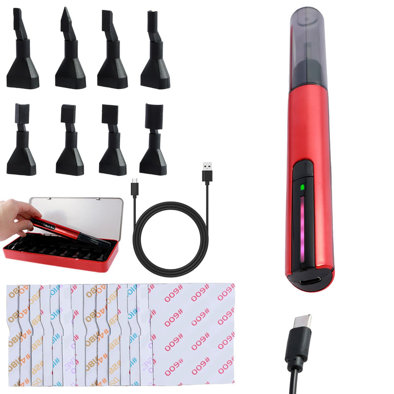 Mini Reciprocating Sander Set Portable Electric Sanding Pen USB Rechargeable Mini Sander with Overload Protection 3 Gears Adjustable Sanding Pen Polishing Machine for Grinding Polishing Surfa Gules