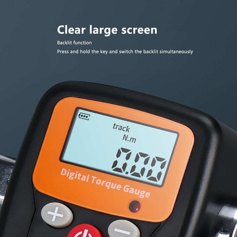 Digital Gauge, High Precision 1/2 6 to 200N.m Meter Wrench Adapter with Backlit Display, Light Reminder, Electronic Wrench Adapter for Work