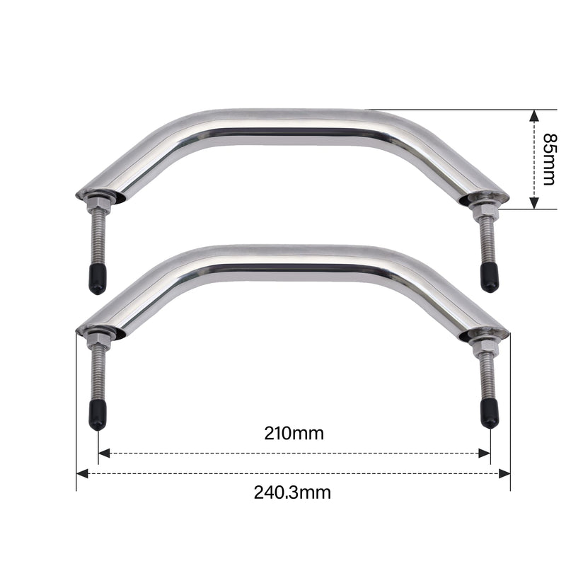 2 Pcs Boat Grab Handles, Boat Marine Grab Handle Hand Rail with Flange & Stud, Stainless Steel Boat Handrail, Marine Grab Handle for Yacht, Camper, Trailer, Motor Home, Boat