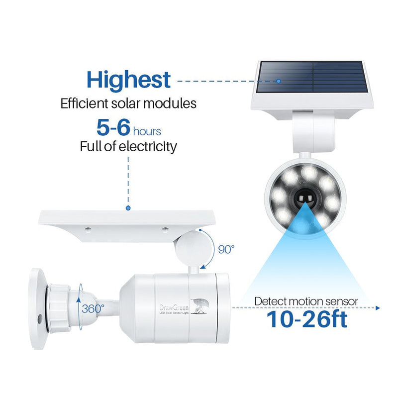 Solar Motion Lights Waterproof Metal Body, 1400-Lumen 9-Watt(130W Equiv.), Solar Powered Flood Security Spotlights for Outside Porch Post Yard Path Deck Fence Wall, 100-Week 100% Free Replacement White