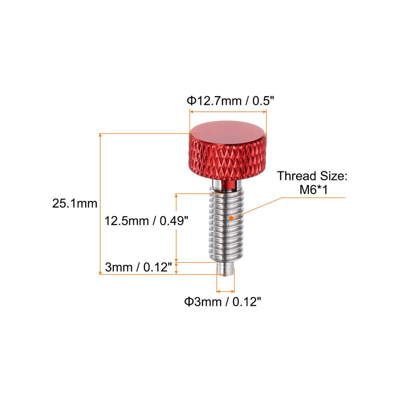 HARFINGTON 2pcs Spring Plunger with Knurled Handle M6x1 Pin Dia. 3mm Retractable Quick Release Pins Stainless Steel Lock Out Type Index Plunger for Industrial Equipment, Red