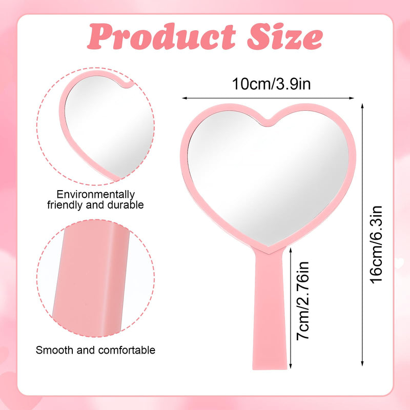 15 Pcs Heart Shaped Handheld Mirror Small Travel Makeup Mirrors with Handle Mini Heart Bulk Plastic Cosmetic Gift for Women (Bright Color)