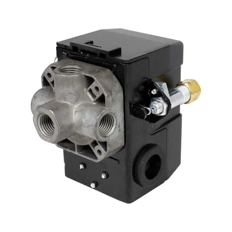26 AMP H/D Pressure Switch Air Compressor 95-125 Pis 4 Port w/0-200 psi Gauge & 150 psi Pop off valve