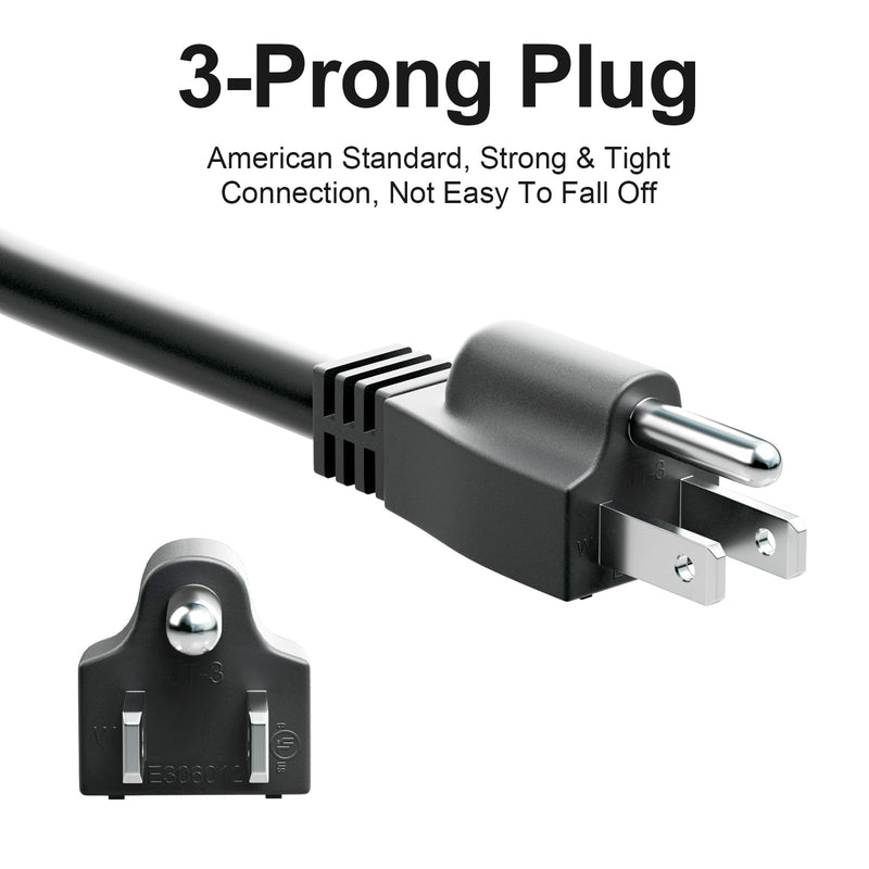 10 FT Male Plug Extension Cord, 125 V 20 A 3 Prong 3-Wire Straight Blade Plug with AWG 12 Cable, Replacement Power Cord, Includes 5 Heat Shrink Tubes, UL (Male Black 1 Pack) Male Plug/AWG12/10 FT