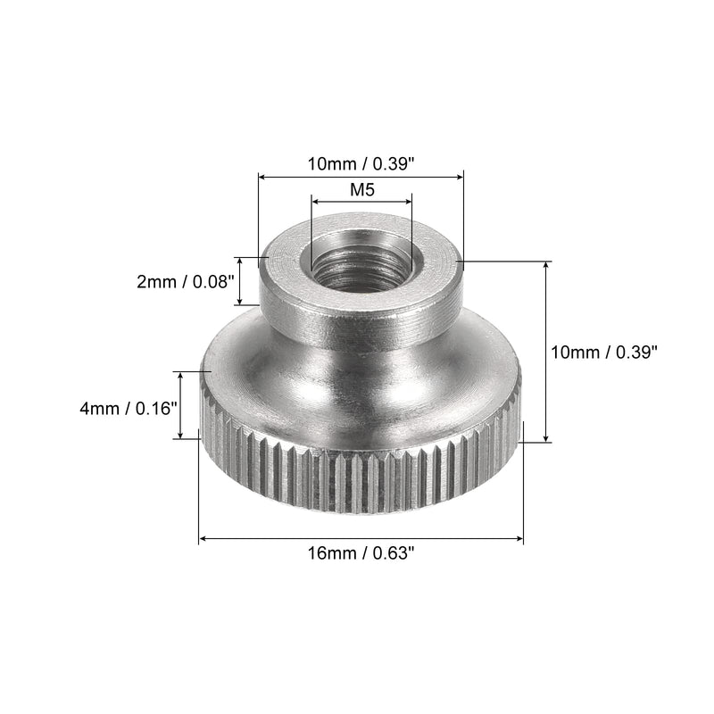 uxcell Knurled Thumb Nuts, 10pcs M5 x D16mm x H10mm 304 Stainless Steel Knurled Nut with Collar High Head Blind Hole Knurled Thumb Nuts for 3D Printer Parts M5 x 16mm x 10mm 10