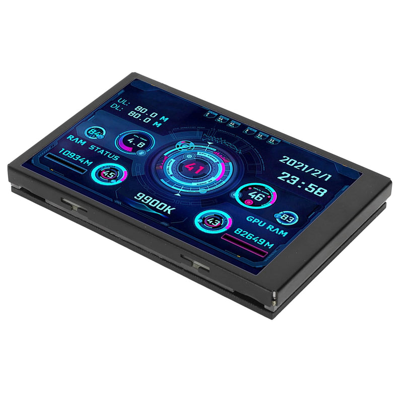 ZASCHMOY Computer Temperature Monitor, Small Screen, Display for aida64 PC, CPU Data Monitor, Easy to Use for Computer Enthusiasts, 3.5 USB (Black) Black