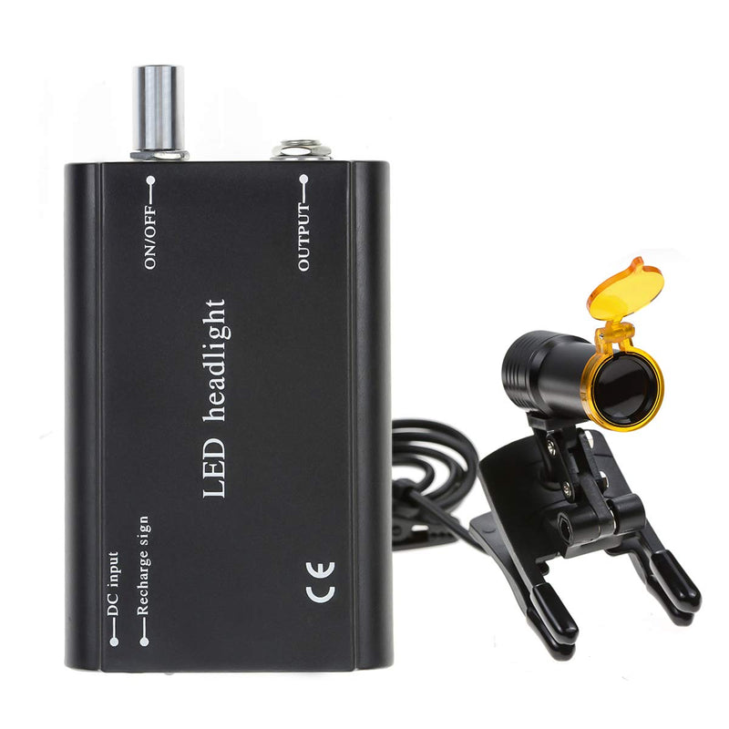 5W Waist Hanging Rechargeable Dental LED Headlight Plastic Clip with Filter for Surgical Magnifier Loupes Black