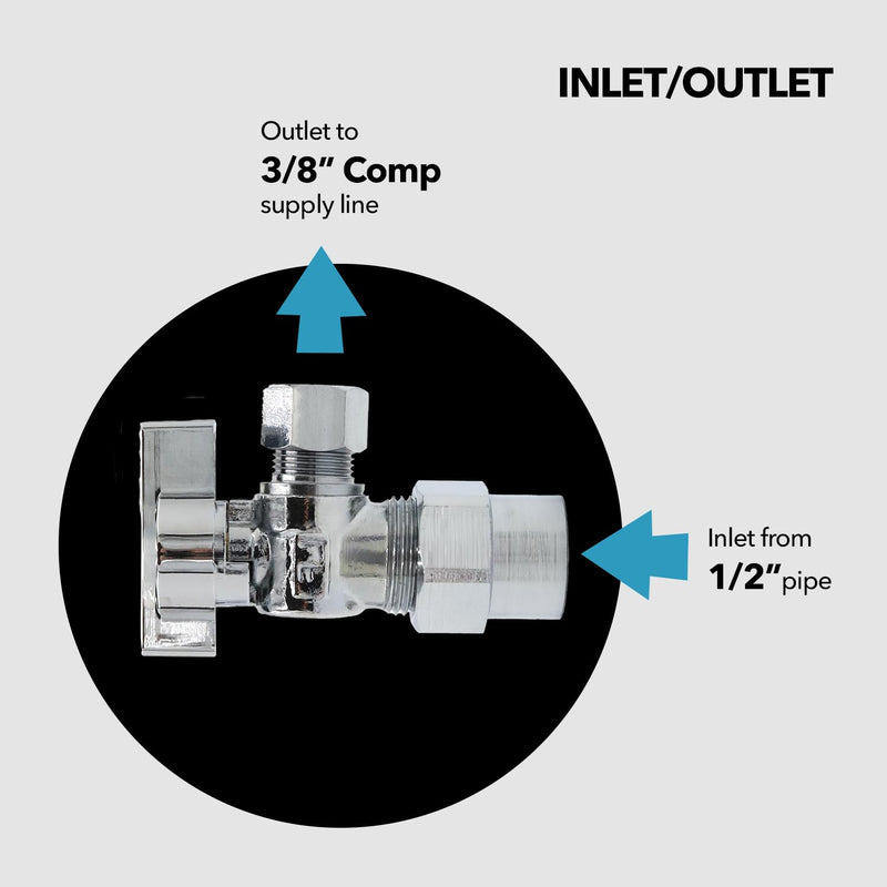 Lead-Free Brass, Quarter-Turn, Angle Supply Stop Valves, 1/2" CPVC x 3/8" OD Compression (6Pack) 1/2"CPVC x 3/8"C (6Pack)
