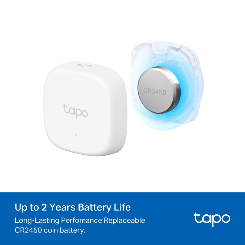 TP-Link Tapo Smart Temperature and Humidity Sensor T310, White, Requires Tapo Hub, High-Accuracy Swiss-Made Sensor, Real-Time Notifications, Free Data Storage, Long-Lasting Performance Temperature Sensor