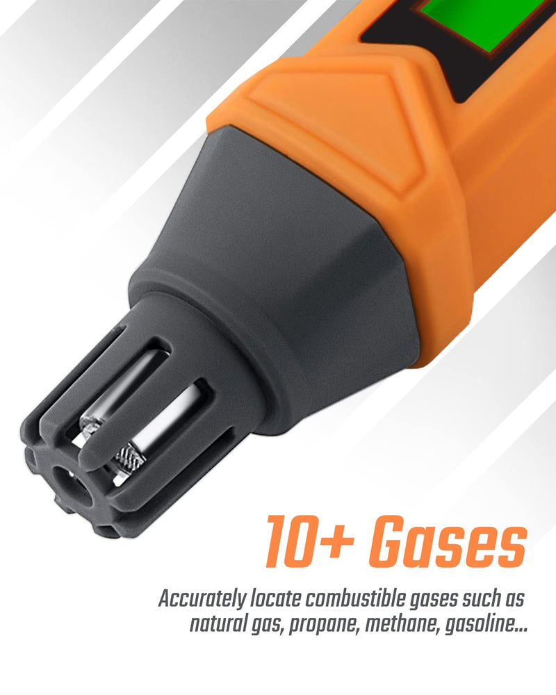 PT199 Natural Gas Leak Detector with Audible & Visual Alarm, Portable Gas Sniffer to Locate Combustible Sources Like Methane, Propane for Home(Includes Battery x2)-Orange PT199 Gas Leak Detector Orange
