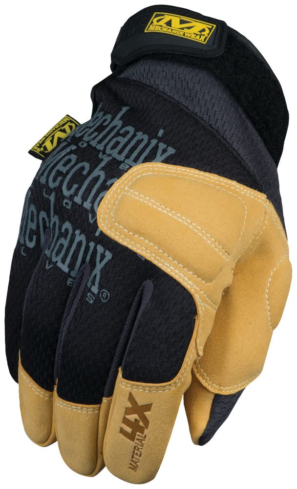 Mechanix Wear Material4X Padded Palm Gloves - Durable Abrasion-Resistant Gloves for Protecting Hands - Leather - TrekDrey Material - Machine Washable - Brown/Black - Large