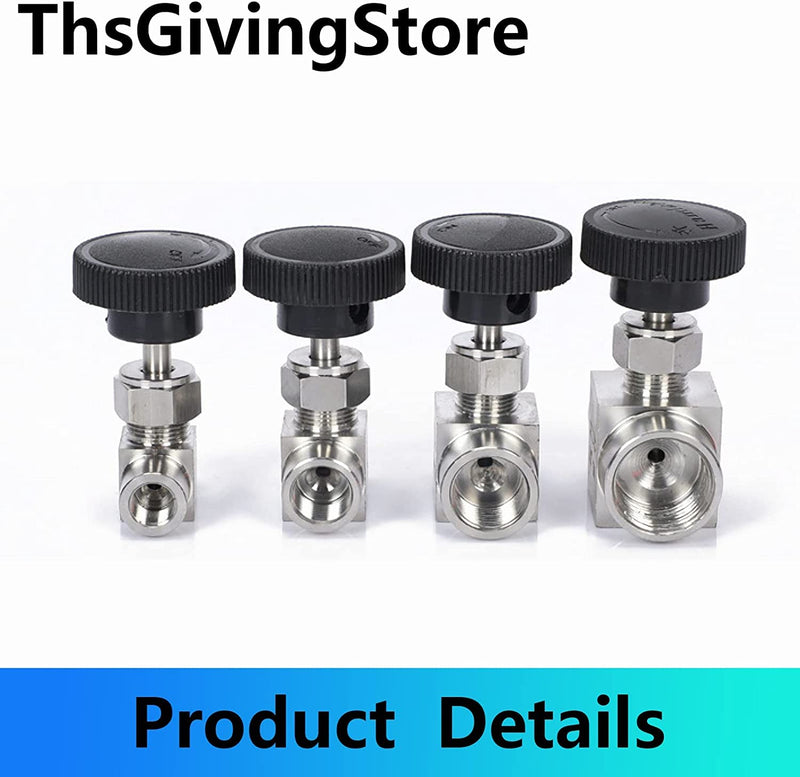 1/8 1/4 3/8 1/2 Inch NPT Valves 304 Stainless Steel NPT Female Needle for Valve Flow Control Water Gas Oil (NPT 3/8) NPT 3/8