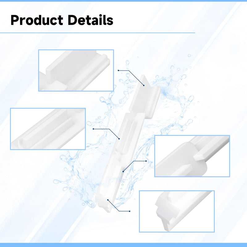 4 Pack Shower Sliding Door Bottom Seal Guide White Nylon Compatible with Glass Sliding Shower Door Systems