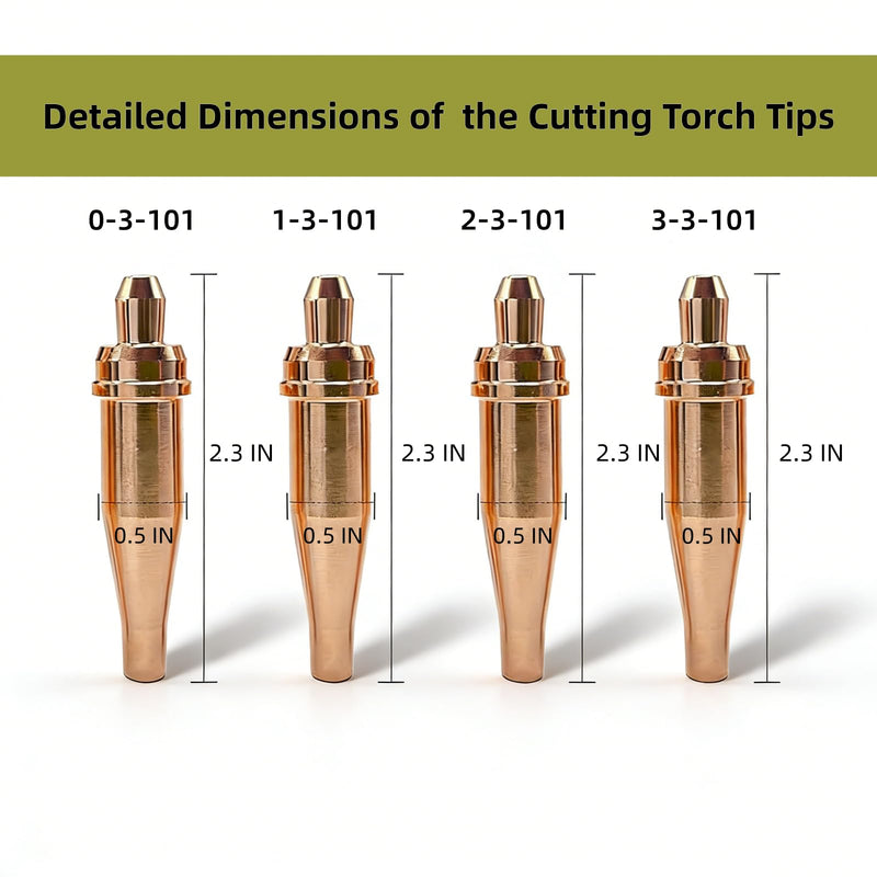 0-3-101,1-3-101,2-3-101,3-3-101 Acetylene Cutting Torch Tips,Fit Victor Style,Pack of 4 | Durable & Sturdy 3-101-0,1,2,3