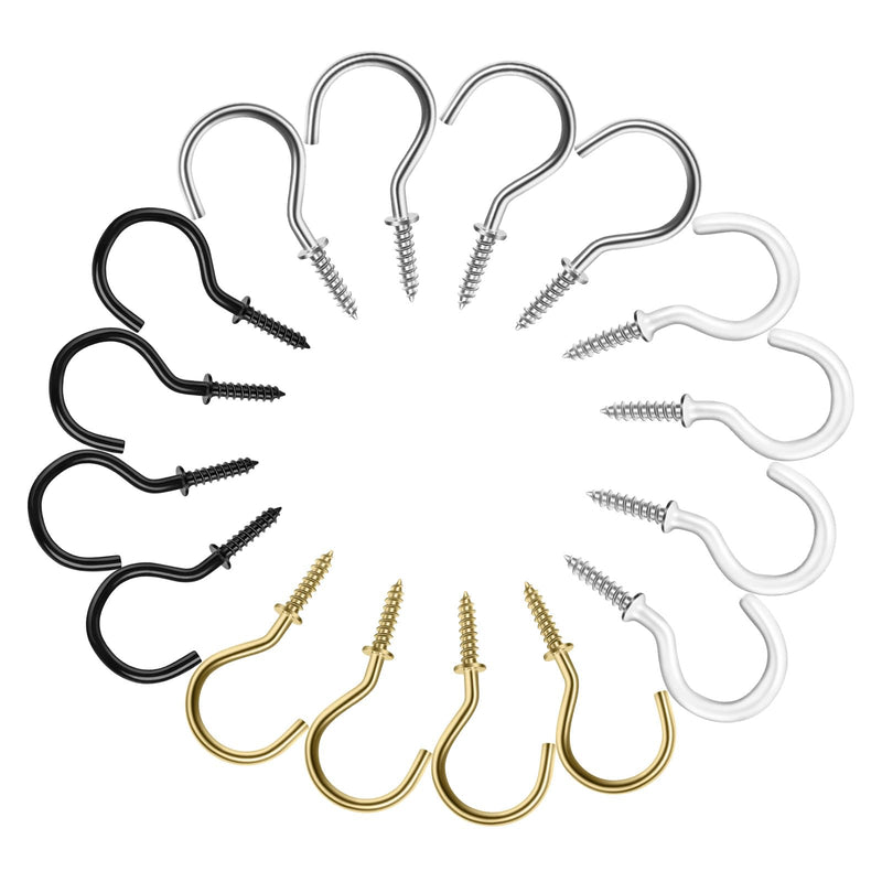 MewuDecor Screw Hooks, 1" Wood Wall Ceiling Hooks Plant Hooks Indoor Outdoor for Utensils Plants Baskets Lights Wreaths, Gold, 50 PCS 1 Inch - NewNest Australia