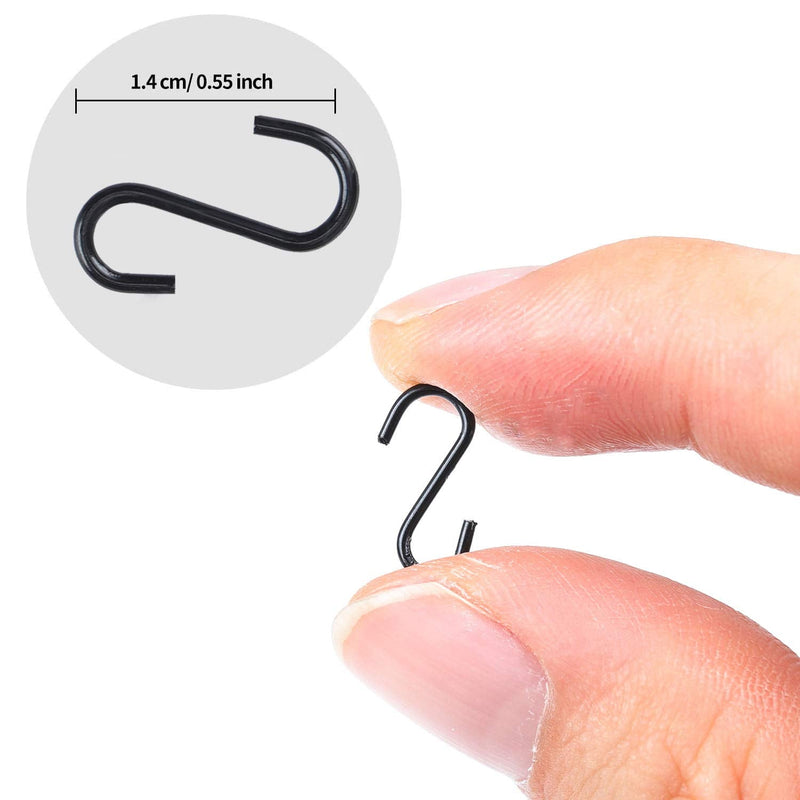 100 Pieces 1/2 Inch Mini S Hooks Small S Hooks Stainless Steel S Shaped Hooks for Crafts, Jewelry and Hanging (Black) Black 100