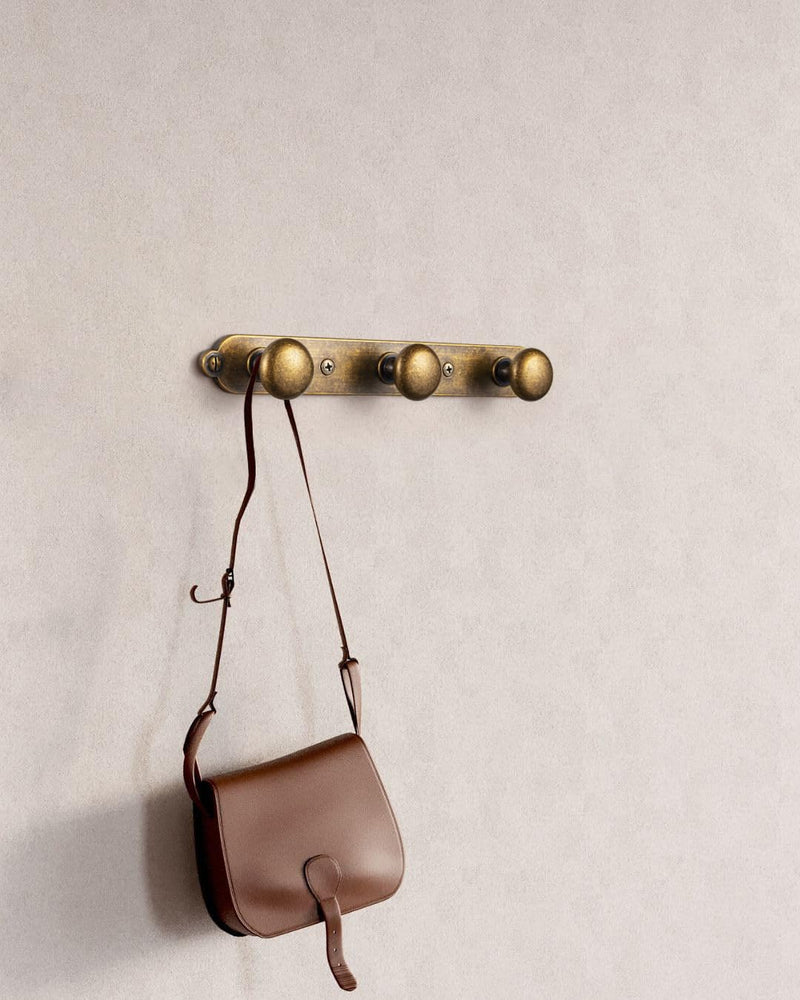 Goo-Ki Antique Brass Zinc Alloy Coat Hook - 3.15 ''（80mm） Hole Center Wall Hook Hardware for Bedroom, Kitchen, 1 Pack（8611-H013-3） 3 Hooks H013