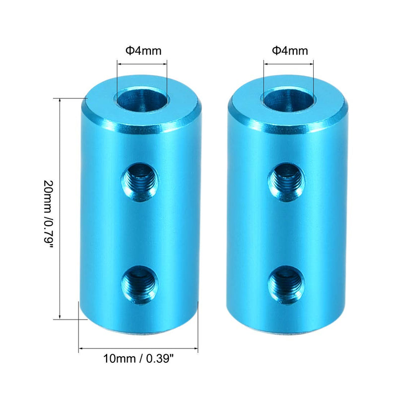 uxcell 4mm to 4mm Bore Rigid Coupling Set Screw L20XD10 Aluminum Alloy,Shaft Coupler Connector,Motor Accessories,Light Blue,2pcs