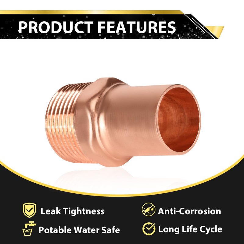 5PCS Foskan Copper Sweat Fittings,1"C x 1"Male NPT Adapter 5 1" C X 1" M