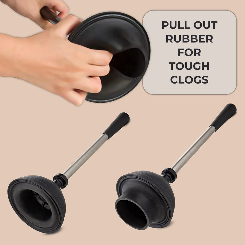 UMIEN Toilet Brush and Plunger Set 18-in - Updated 2025 No-Rust - Stainless Steel Design - Long Handles - with Freestanding Canister Satin Nickel 1 pack