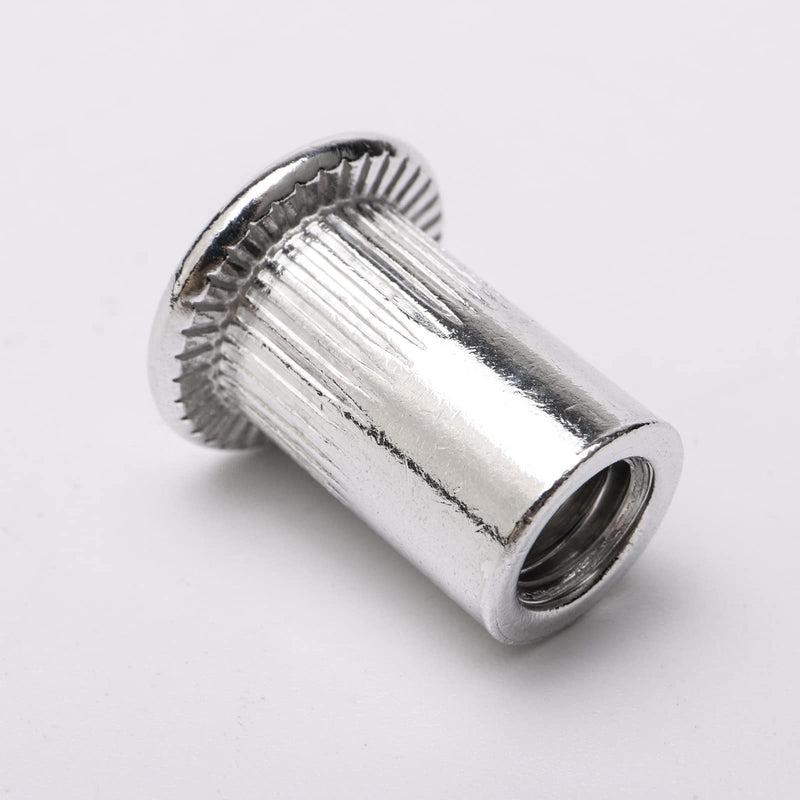 M6 6 mm Flat Head Threaded Rivetnut Insert Aluminum Rivet Nut Blind Insert Nut Pack of 100 M6