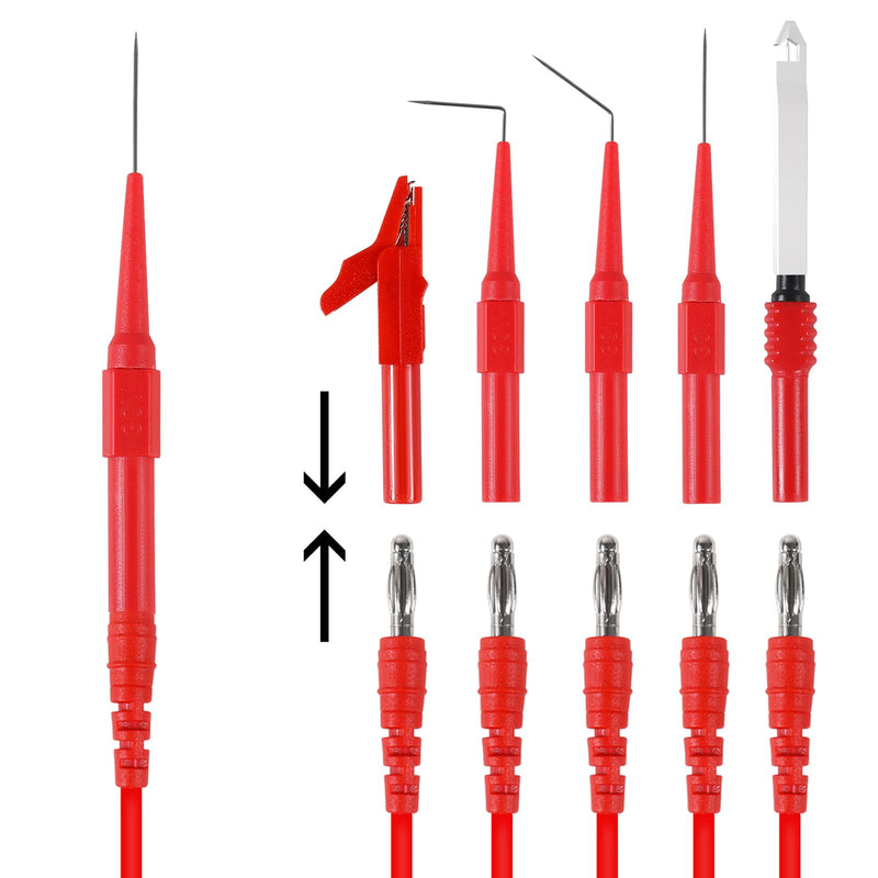 30PCS Back Probe Kit, Banana Plug to Copper Alligator Clip Automotive Test Leads Set with Alligator Clips, Wire Piercing Probes, 15PCS 30V Back Probe Pins for Car Repairing Diagnostic Circuit Testing