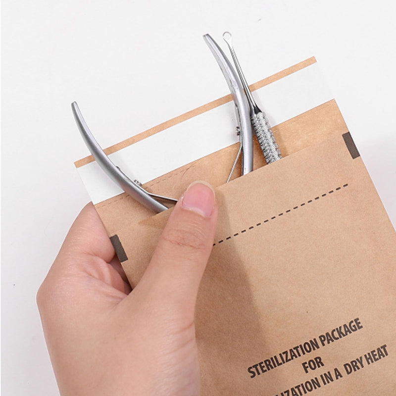 150PCS Of Three Sizes Of Self-Sealing High Temperature Sterilization Dry Heat Kraft Paper Sterilization Pouches Beauty Nail Salon Barbershop Tools Self-Sealing Sterilization Bags (150pcs three sizes) 150pcs three sizes