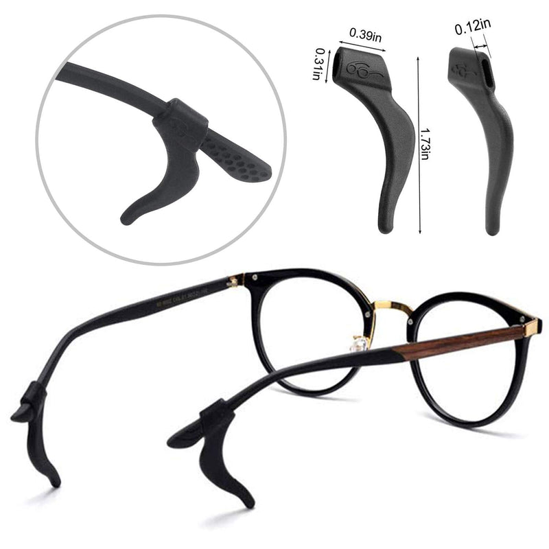 Benvo 12 Pairs Eyeglasses Retainers Silicone Glasses Temple Holders Anti-slip Protectors Comfort Eyewear Spectacle Stay Put Glasses Stoppers for Sport, Study(4 Variety Designs in Black, Clear, Brown) Black+clear+brown