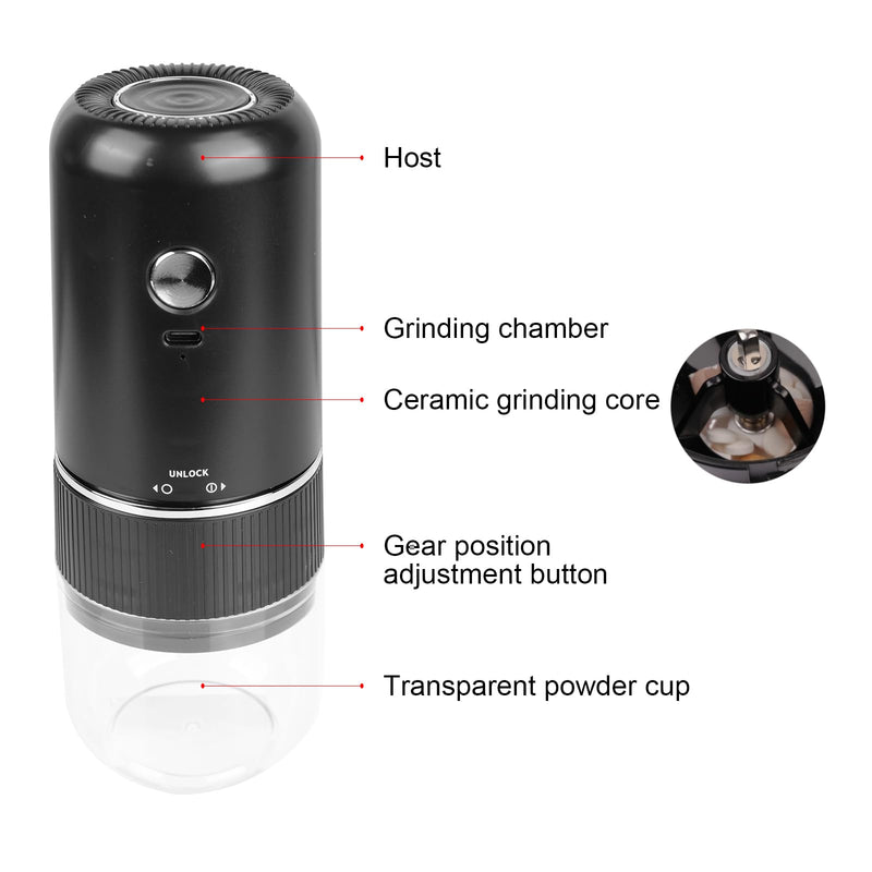 Electric Pill Crusher,Electric Pill Grinder, Adjustable Coarse to Fine Grind, Portable Cordless Ceramic Grinder, Easy Clean & Washable