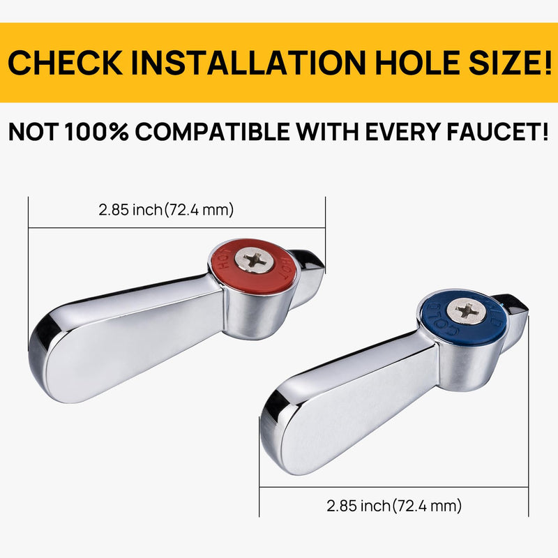 Commercial Faucet Handle Replacement Kitchen Sink Faucet Handles 3-inch Hot/Cold Replacement Kit, Suitable for Commercial Kitchen Faucet 1 Red & Blue
