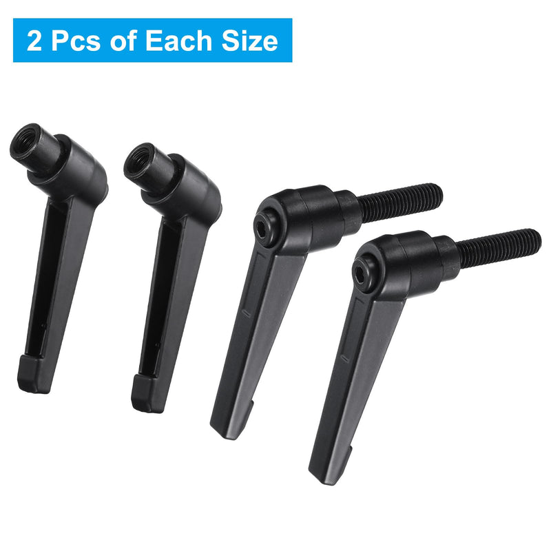 uxcell 4pcs Clamping Lever Adjustable Handle Set Metric M8 x 32mm Male & M8 Female Thread Level Handles Hand Stud Knobs Quick Release Black for Lathe Machinery