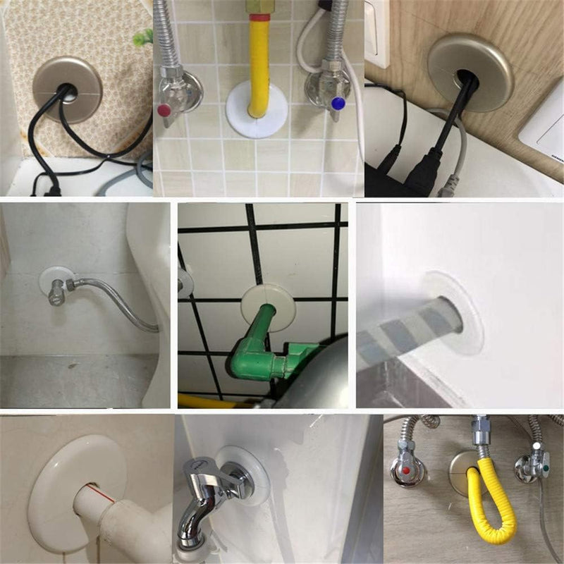 2 Pcs Wall Split Flange Self-Adhesive tape Round Escutcheon Various pipes Plate Cover for Water Pipe Faucet Decoration Accessories (16mm/0.65in) 16