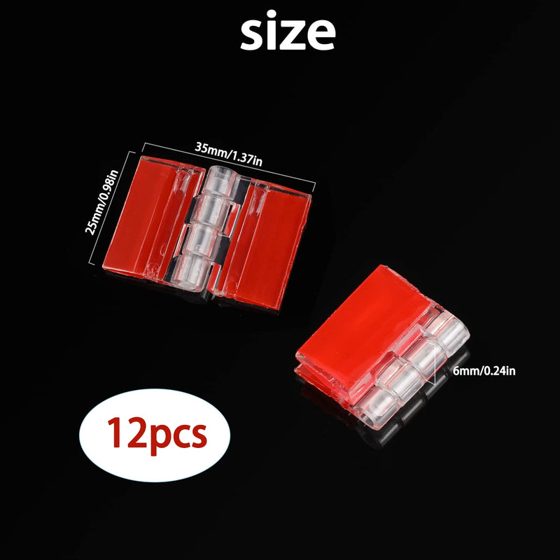 12 Pcs Acrylic Hinges Self Adhesive Clear Small Hinges Plastic Transparent Continuous Piano Hinge Folding Hinge Tools for Cabinet Drawer Furniture DIY Display Stand 35x25 mm 35 x 25 mm