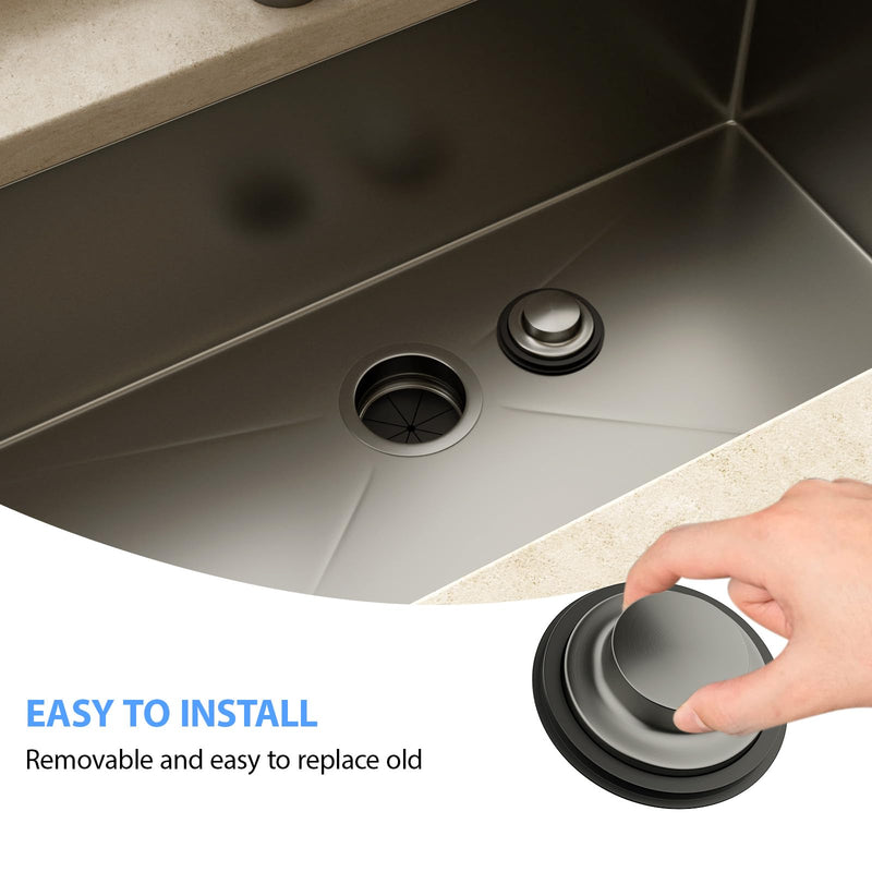 Lordear Kitchen Sink Stopper Flange Gunmetal Black Stainless Steel Garbage Disposal Stopper Fit 3-1/2 Inch Standard Sink Drain Hole Sink Flange Replacement Accessories Short