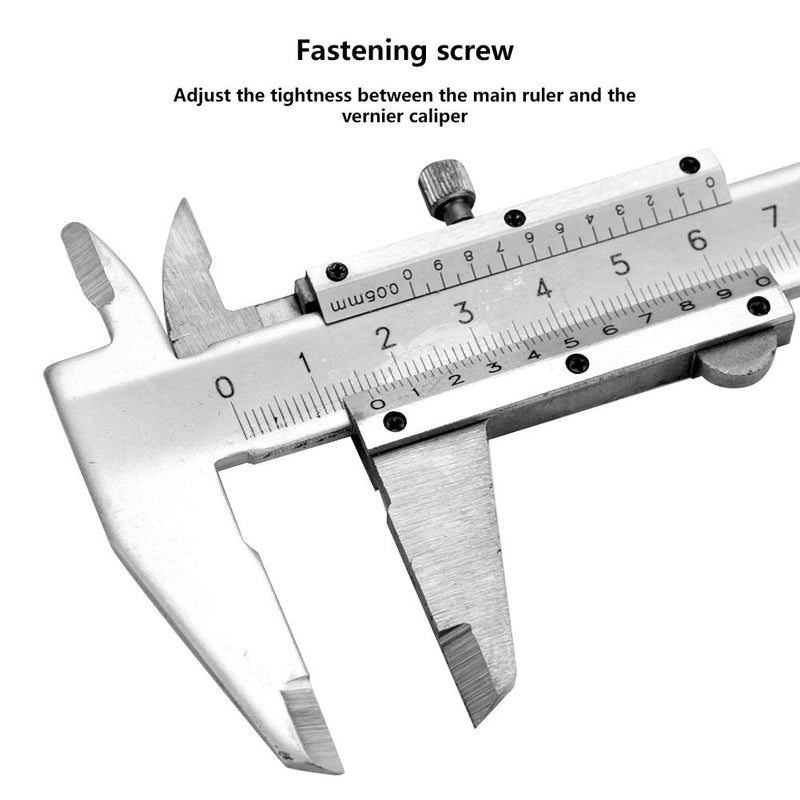 Vernier Caliper, Carbon Steel 150mm Measuring Range Vernier Caliper for Measuring Length, Depth, Thickness, Inner and Outer Diameter of Cylinders