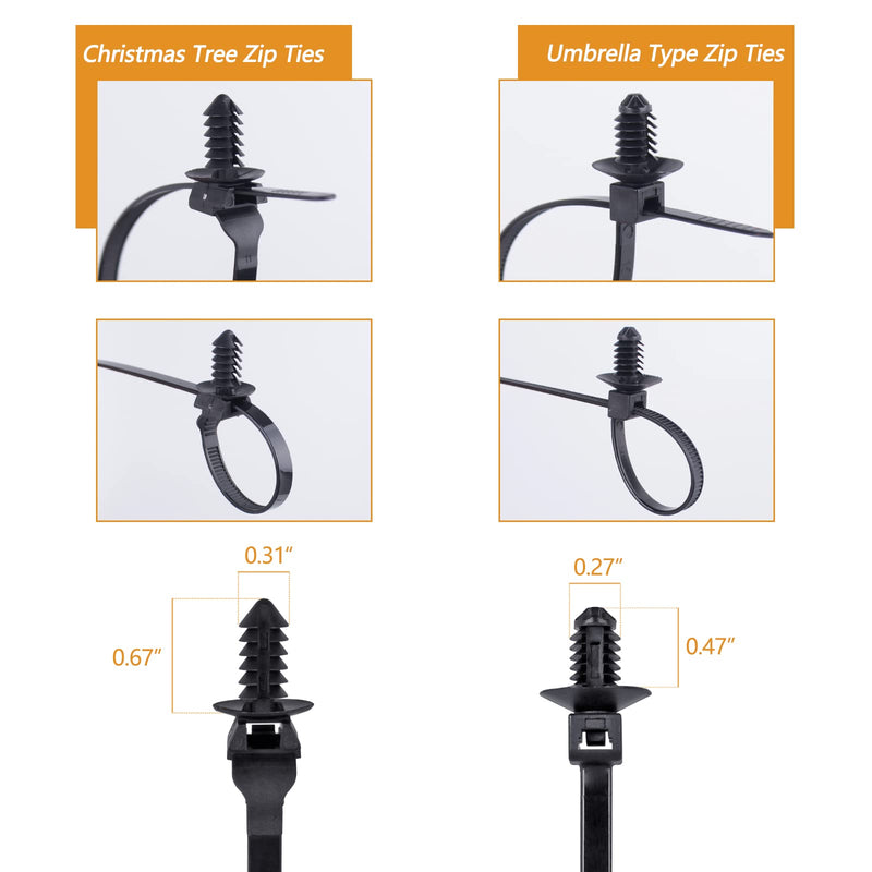 Xislet 160Pcs Universal Push Mount Cable Zip Tie Compatible with Cars Boat Trailer Polaris UTV Side By Side Jeep Wrangler Nylon Self Locking Cable Strap for Engine Bay Wire Harness Restraint Ties