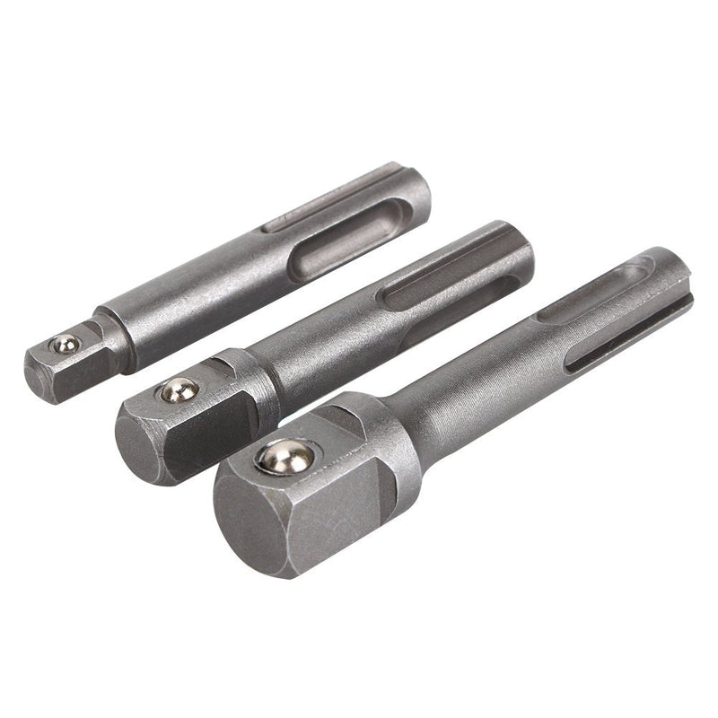 3 Pcs Drill Bit Adapter, 1/4 3/8 1/2 Air Hammer Socket Adapter, SDS Plus Socket Adapter Set for SDS Plus Hammer Drill